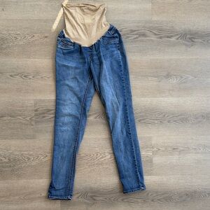 Jessica Simpson Blue Maternity Jeans with Beige Panel - Women